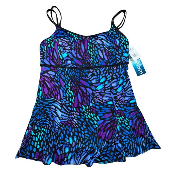 NWT Great Lengths One Piece Swim Dress Swimsuit Tummy Control Womens Plus Sz 18 - Picture 1 of 5
